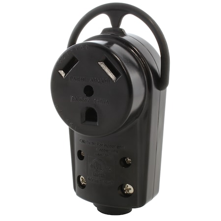 Ac Works Straight Blade Connector, TT-30R, 30 A, 125V AC, 2 Pole, 3 Wire, Screw Terminals, Black ASTT30R